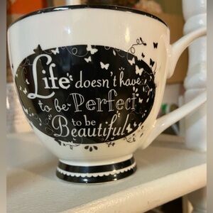 Bone china Life doesnt have to be perfect Mug Black Script Quote mug